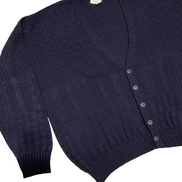 VTG 90s Private Club Fisherman Knit Cardigan Sweater VNeck Grandpacore Men’s 2X - Picture 1 of 9